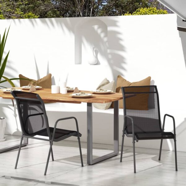 vidaXL Patio Chairs 2 pcs Steel and Textilene Black