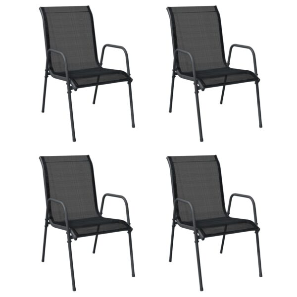 vidaXL Patio Chairs 4 pcs Steel and Textilene Black - Image 2