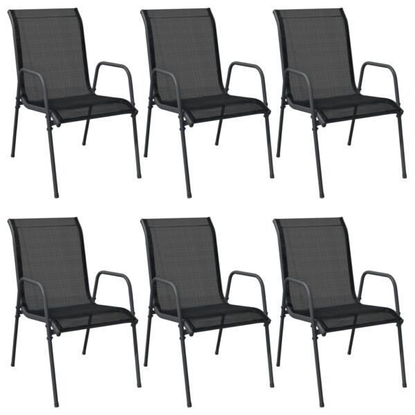 vidaXL Patio Chairs 6 pcs Steel and Textilene Black - Image 2