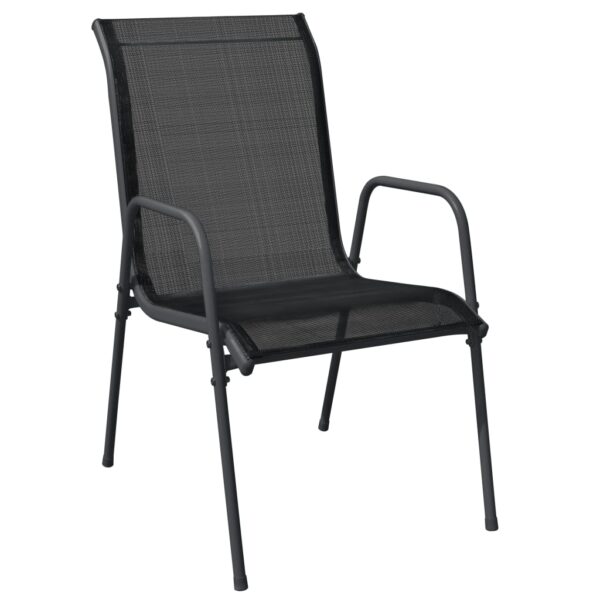 vidaXL Patio Chairs 6 pcs Steel and Textilene Black - Image 3