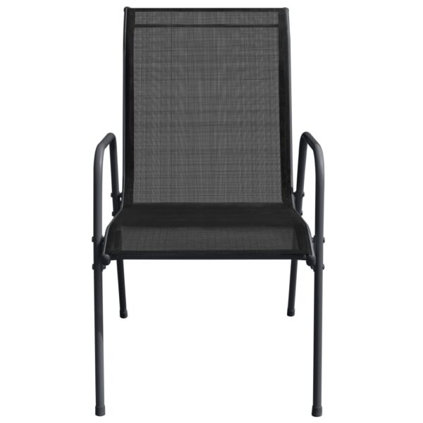 vidaXL Patio Chairs 6 pcs Steel and Textilene Black - Image 4