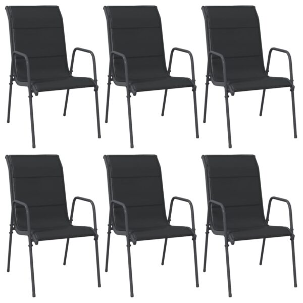 vidaXL Patio Chairs 6 pcs Steel and Textilene Black - Image 2