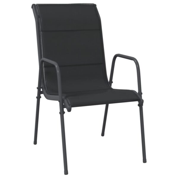 vidaXL Patio Chairs 6 pcs Steel and Textilene Black - Image 3