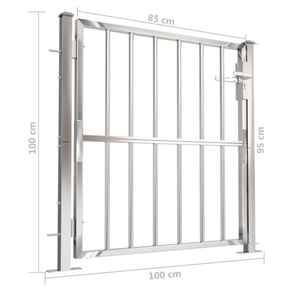 vidaXL Garden Gate 39.4"x39.4" Stainless Steel - Image 7