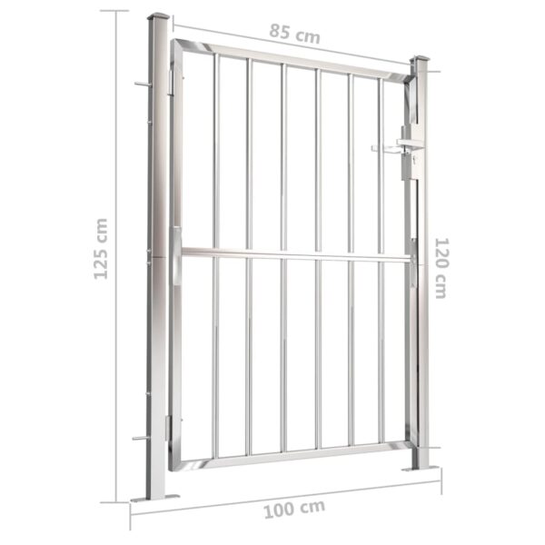 vidaXL Garden Gate 39.4"x49.2" Stainless Steel - Image 7