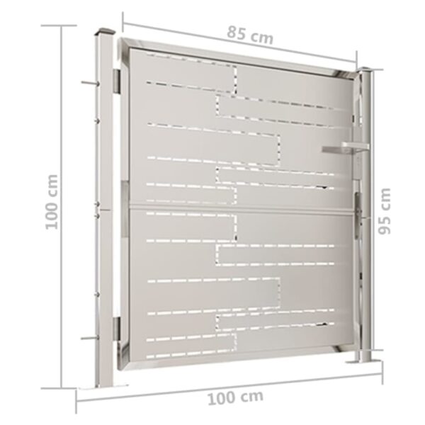 vidaXL Garden Gate 39.4"x39.4" Stainless Steel - Image 7