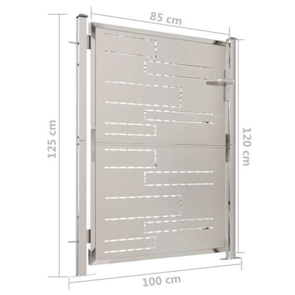 vidaXL Garden Gate 39.4"x49.2" Stainless Steel - Image 7