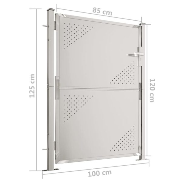 vidaXL Garden Gate 39.4"x49.2" Stainless Steel - Image 7