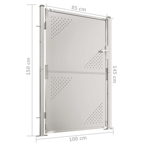 vidaXL Garden Gate 39.4"x59.1" Stainless Steel - Image 7