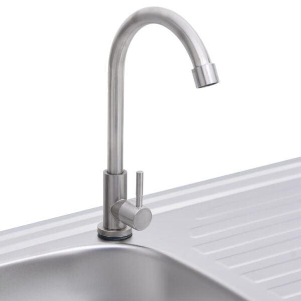 vidaXL Camping Sink Single Basin with Tap Stainless Steel - Image 6