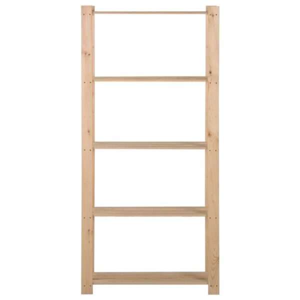 vidaXL 5-Tier Storage Rack 31.5"x11.2"x66.9" Solid Wood Pine - Image 2