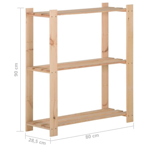 vidaXL 3-Tier Storage Rack 31.5"x11.2"x35.4" Solid Wood Pine - Image 6