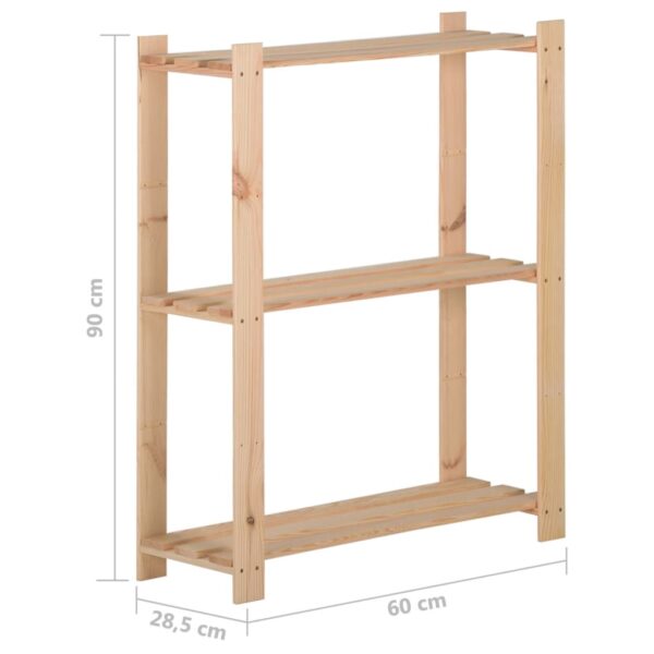 vidaXL 3-Tier Storage Rack 23.6"x11.2"x35.4" Solid Wood Pine - Image 6