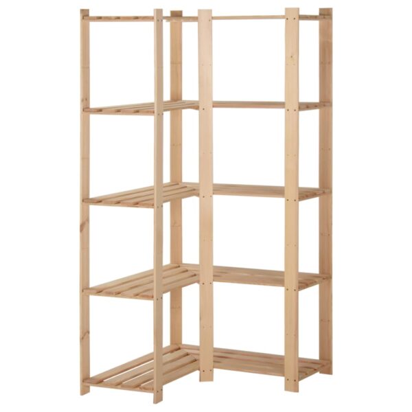 vidaXL 5-Tier Storage Corner Rack 32.5"x32.5"x66.9" Solid Wood Pine