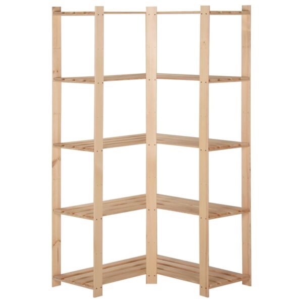 vidaXL 5-Tier Storage Corner Rack 32.5"x32.5"x66.9" Solid Wood Pine - Image 2