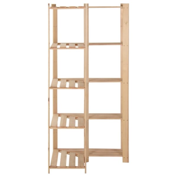 vidaXL 5-Tier Storage Corner Rack 32.5"x32.5"x66.9" Solid Wood Pine - Image 3