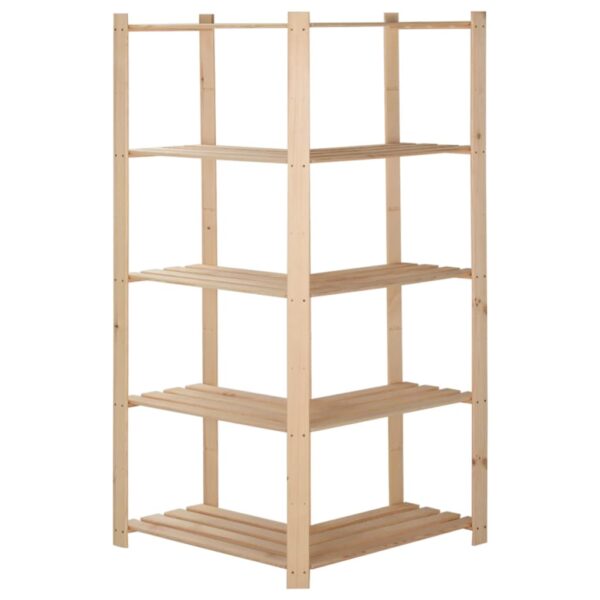 vidaXL 5-Tier Storage Corner Rack 32.5"x32.5"x66.9" Solid Wood Pine - Image 4