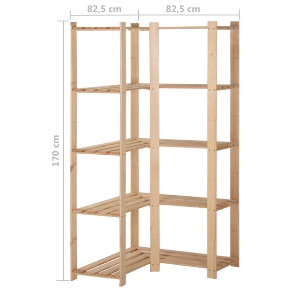 vidaXL 5-Tier Storage Corner Rack 32.5"x32.5"x66.9" Solid Wood Pine - Image 7