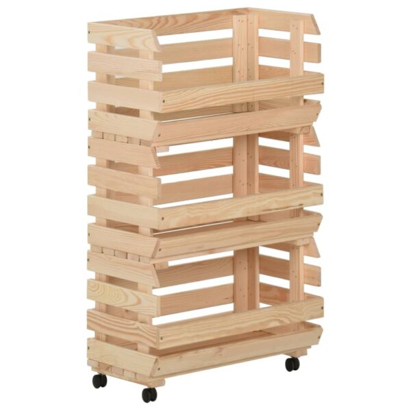 vidaXL Vegetable Trolley 14.6"x11.8"x31.5" Solid Wood Pine