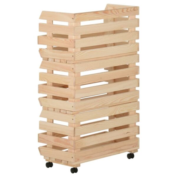 vidaXL Vegetable Trolley 14.6"x11.8"x31.5" Solid Wood Pine - Image 4