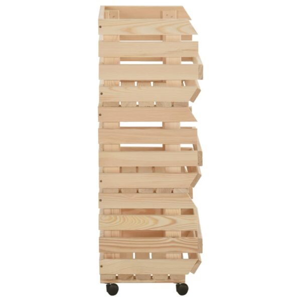 vidaXL Vegetable Trolley 14.6"x11.8"x31.5" Solid Wood Pine - Image 5