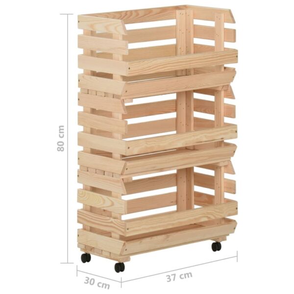 vidaXL Vegetable Trolley 14.6"x11.8"x31.5" Solid Wood Pine - Image 10