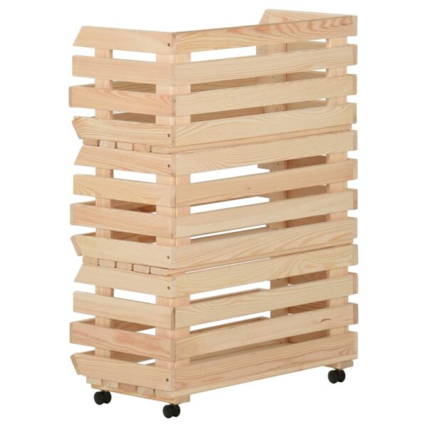 vidaXL Vegetable Trolley 22.4"x11.8"x31.5" Solid Wood Pine - Image 4