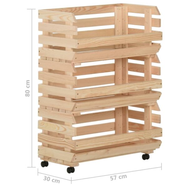 vidaXL Vegetable Trolley 22.4"x11.8"x31.5" Solid Wood Pine - Image 10