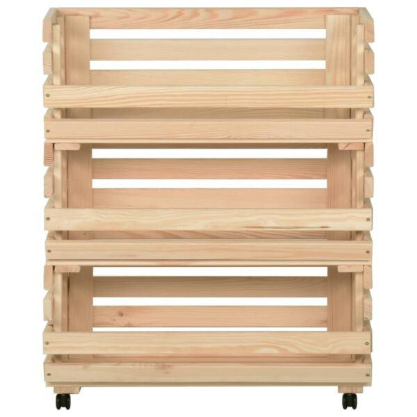 vidaXL Vegetable Trolley 30.3"x11.8"x31.5" Solid Wood Pine - Image 3