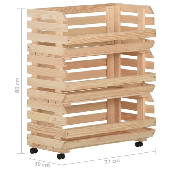 vidaXL Vegetable Trolley 30.3"x11.8"x31.5" Solid Wood Pine - Image 10