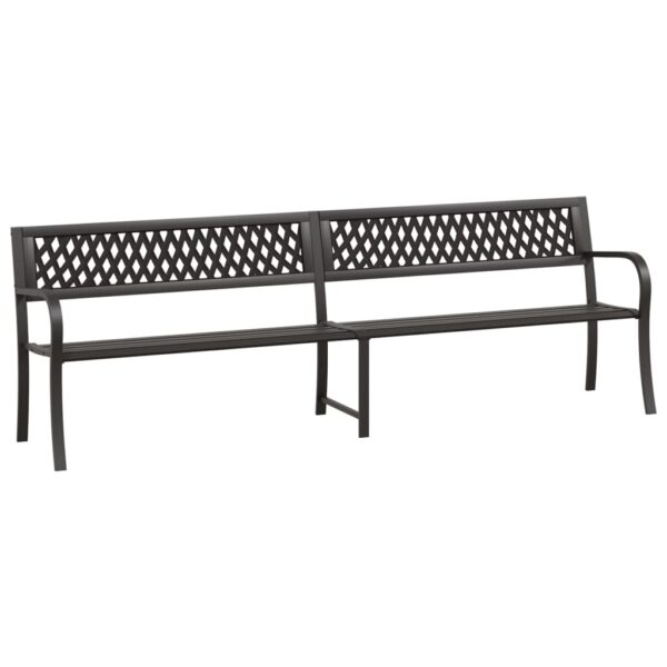 vidaXL Twin Patio Bench 96.9" Black Steel - Image 2