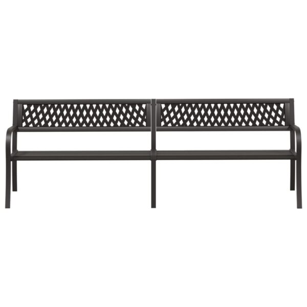 vidaXL Twin Patio Bench 96.9" Black Steel - Image 3