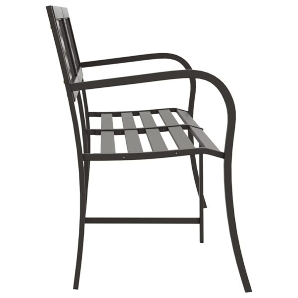 vidaXL Twin Patio Bench 96.9" Black Steel - Image 4