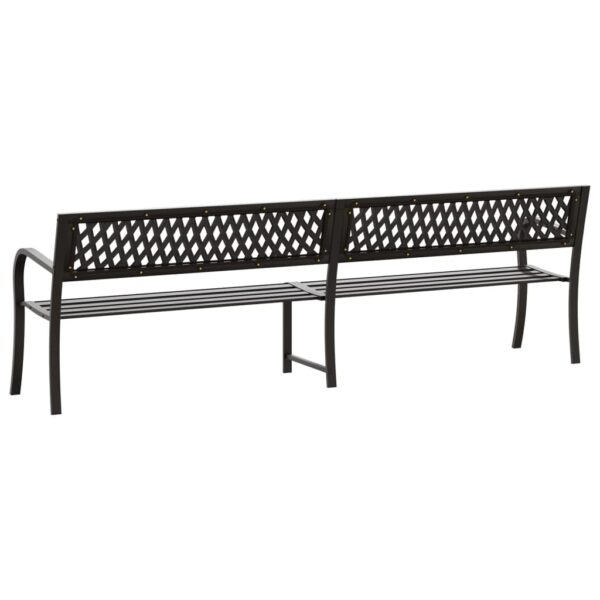 vidaXL Twin Patio Bench 96.9" Black Steel - Image 5