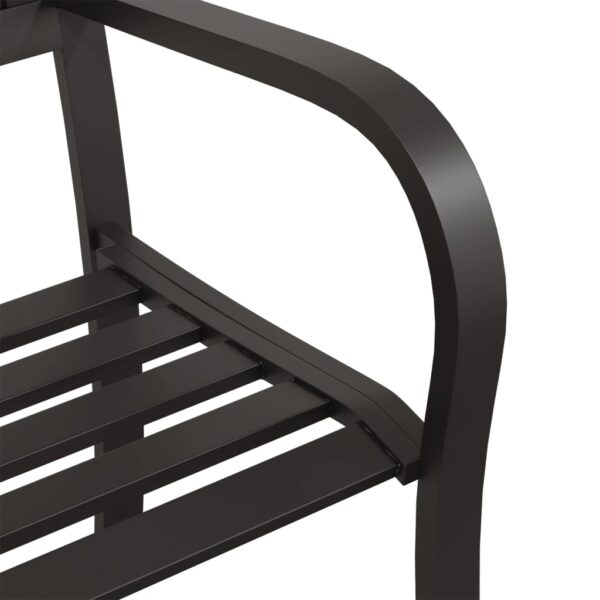 vidaXL Twin Patio Bench 96.9" Black Steel - Image 6