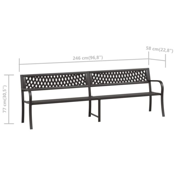 vidaXL Twin Patio Bench 96.9" Black Steel - Image 8