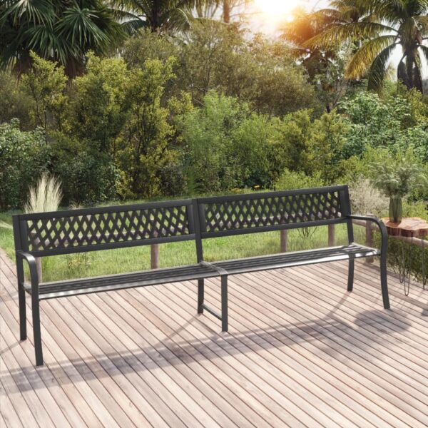 vidaXL Twin Patio Bench 96.9" Black Steel