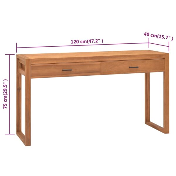 vidaXL Desk with 2 Drawers 47.2"x15.7"x29.5" Solid Wood Teak - Image 9