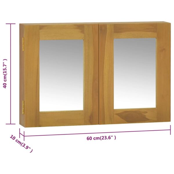 vidaXL Mirror Cabinet 23.6"x3.9"x15.7" Solid Wood Teak - Image 9