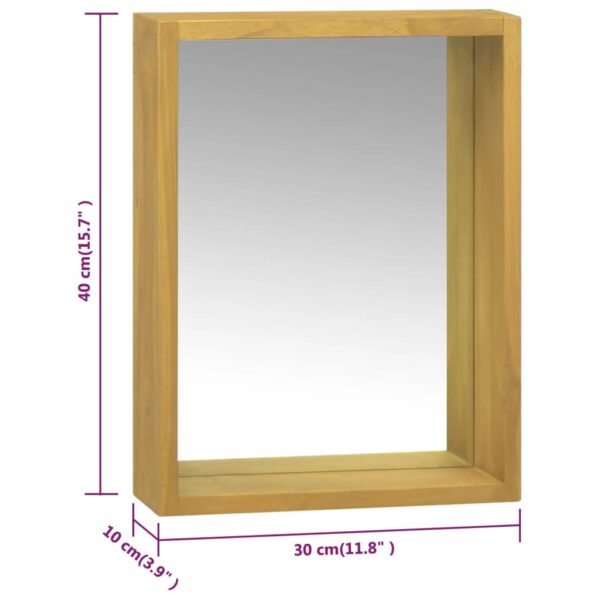 vidaXL Mirror Cabinet 11.8"x3.9"x15.7" Solid Wood Teak - Image 8