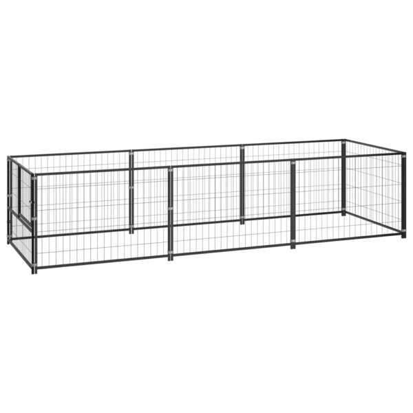 vidaXL Dog Kennel Black 32.3 ftÂ² Steel