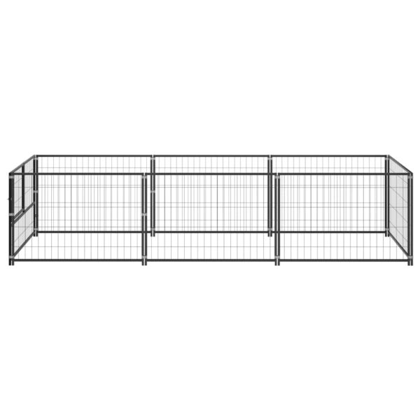 vidaXL Dog Kennel Black 32.3 ftÂ² Steel - Image 2