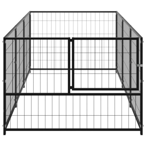 vidaXL Dog Kennel Black 32.3 ftÂ² Steel - Image 3