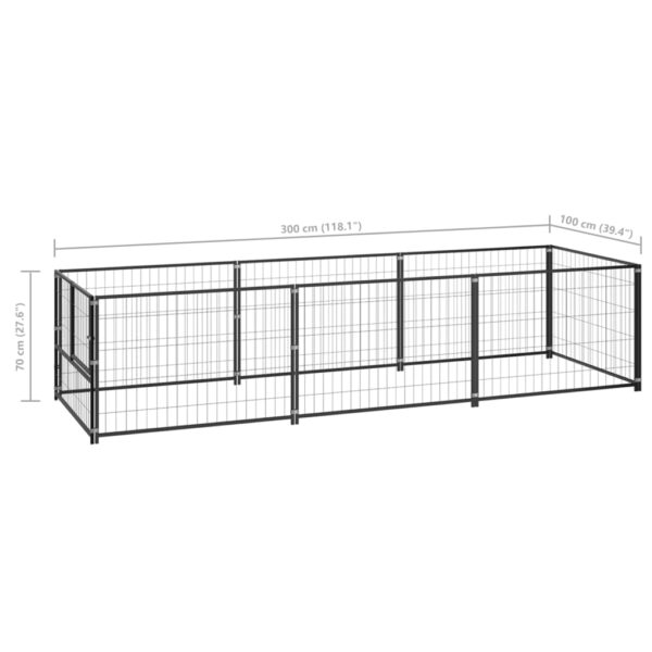 vidaXL Dog Kennel Black 32.3 ftÂ² Steel - Image 6