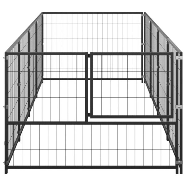 vidaXL Dog Kennel Black 43.1 ftÂ² Steel - Image 3