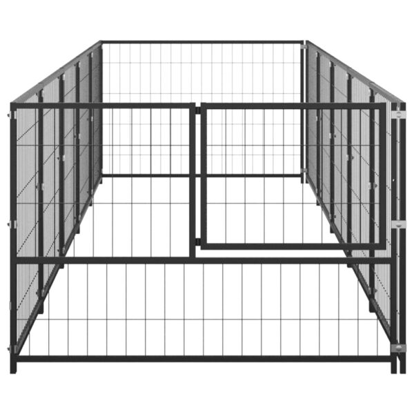 vidaXL Dog Kennel Black 53.8 ftÂ² Steel - Image 3