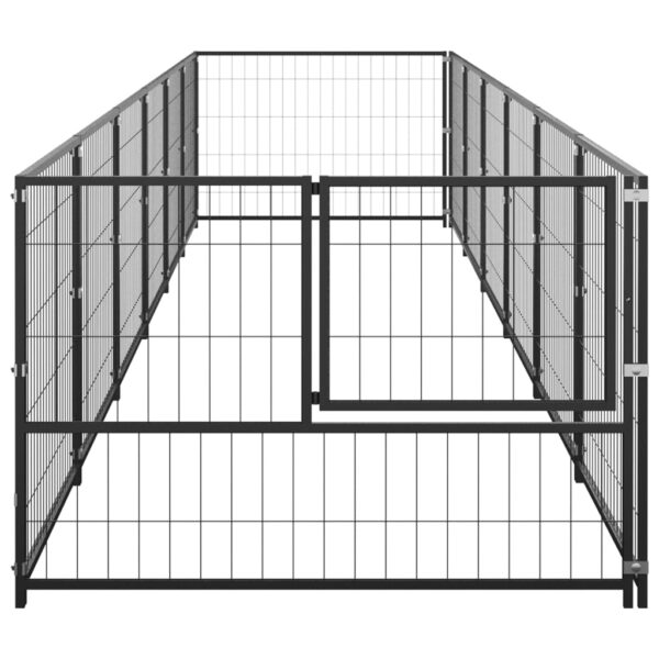 vidaXL Dog Kennel Black 64.6 ftÂ² Steel - Image 3