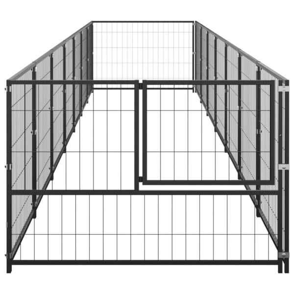 vidaXL Dog Kennel Black 75.3 ftÂ² Steel - Image 3