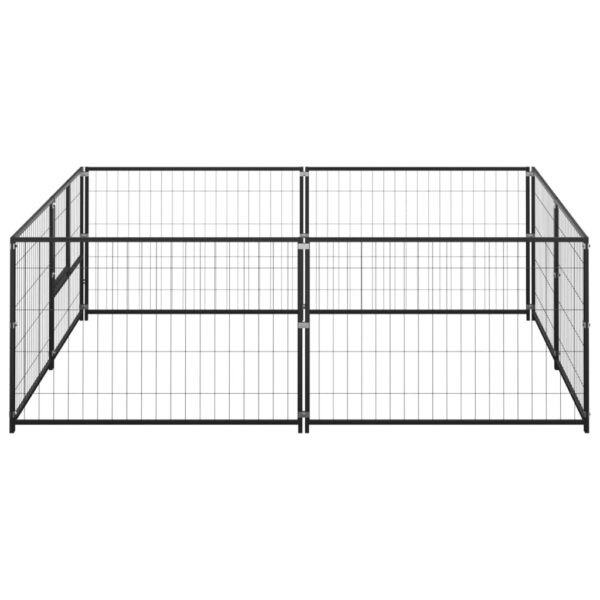 vidaXL Dog Kennel Black 43.1 ftÂ² Steel - Image 2