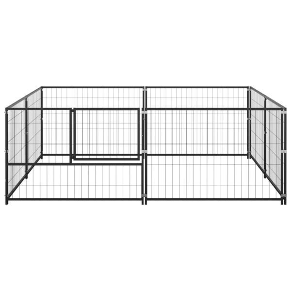 vidaXL Dog Kennel Black 43.1 ftÂ² Steel - Image 3